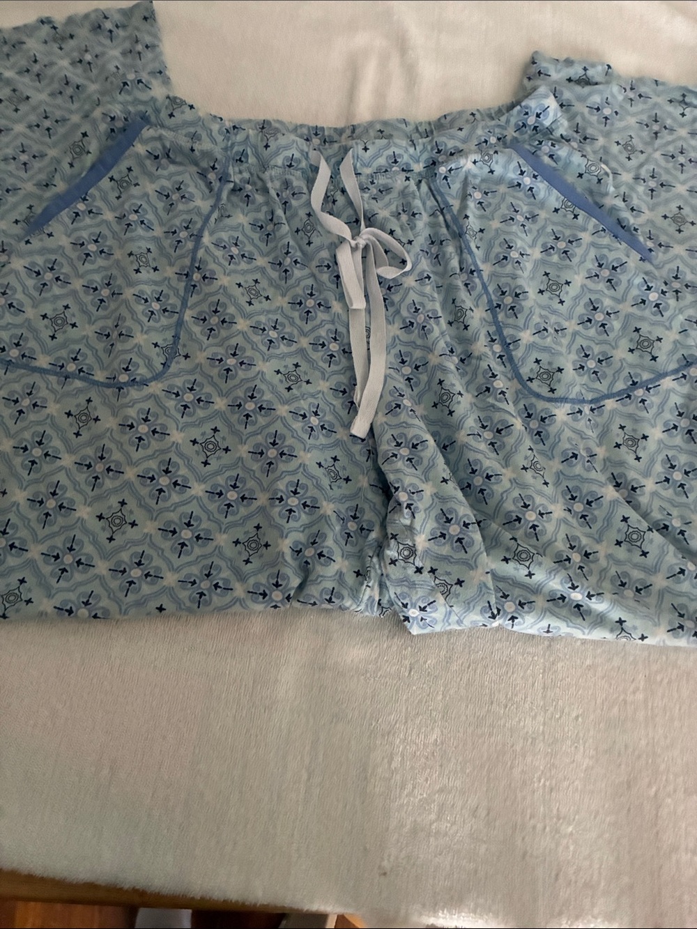 Nautica Light Blue Printed Drawstring Women’s pajama bottoms.